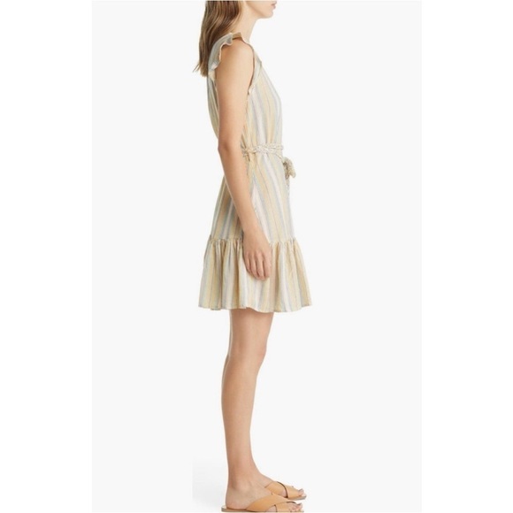Marine Layer Laney Stripe Tiered Cotton Mini Dress in Beachy Stripe - Picture 3 of 6